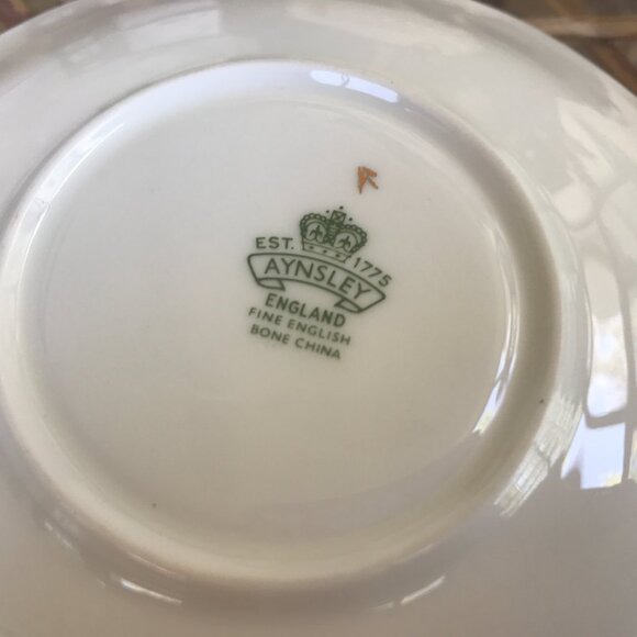 AYNSLEY RARE TEA CUP & SAUCER TEAL COLOR GOLD RIM - Picture 7 of 8